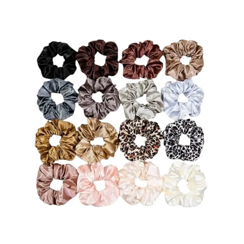 NEW Satin No Damage Hair Scrunchie Set - 16 Assorted Colors